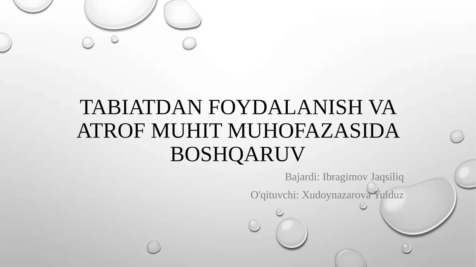 Tabiatdan foydalanish va atrof muhit muhofazasida boshqaruv 1