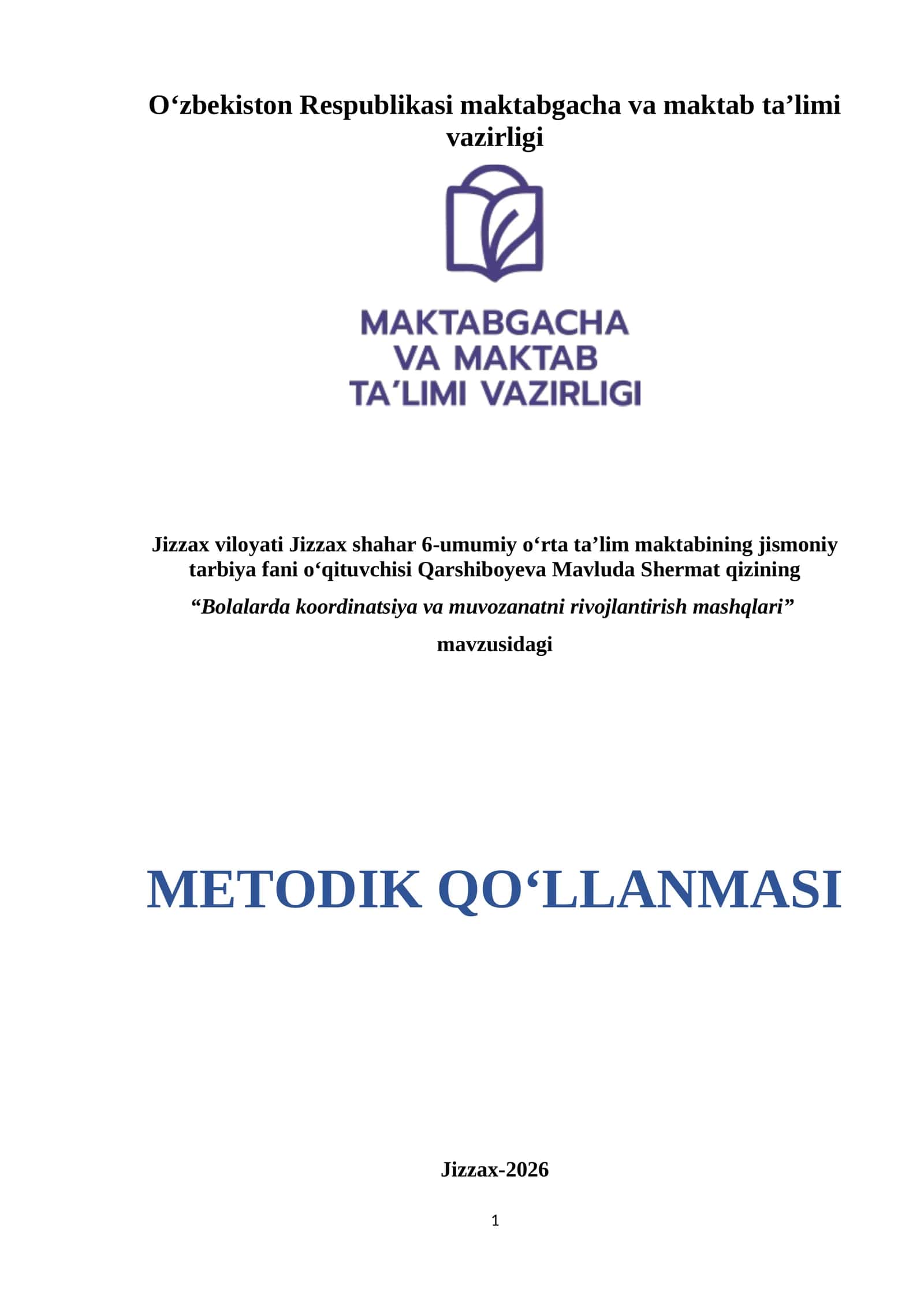 Metodik qoʻllanma yoki tavsiya 1