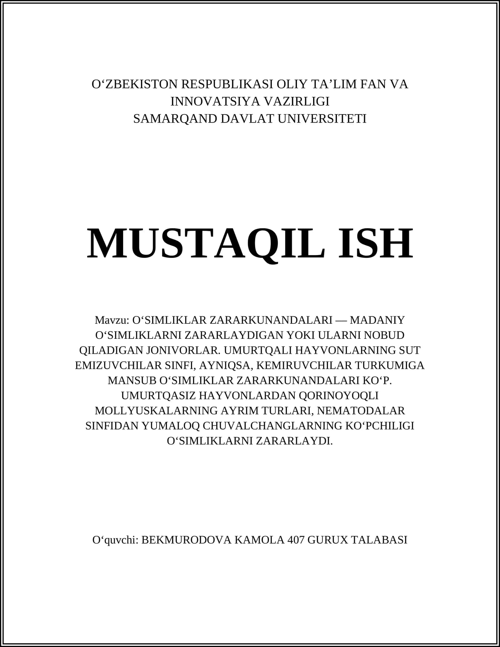 O'simliklar zararkunandalari turlari 1