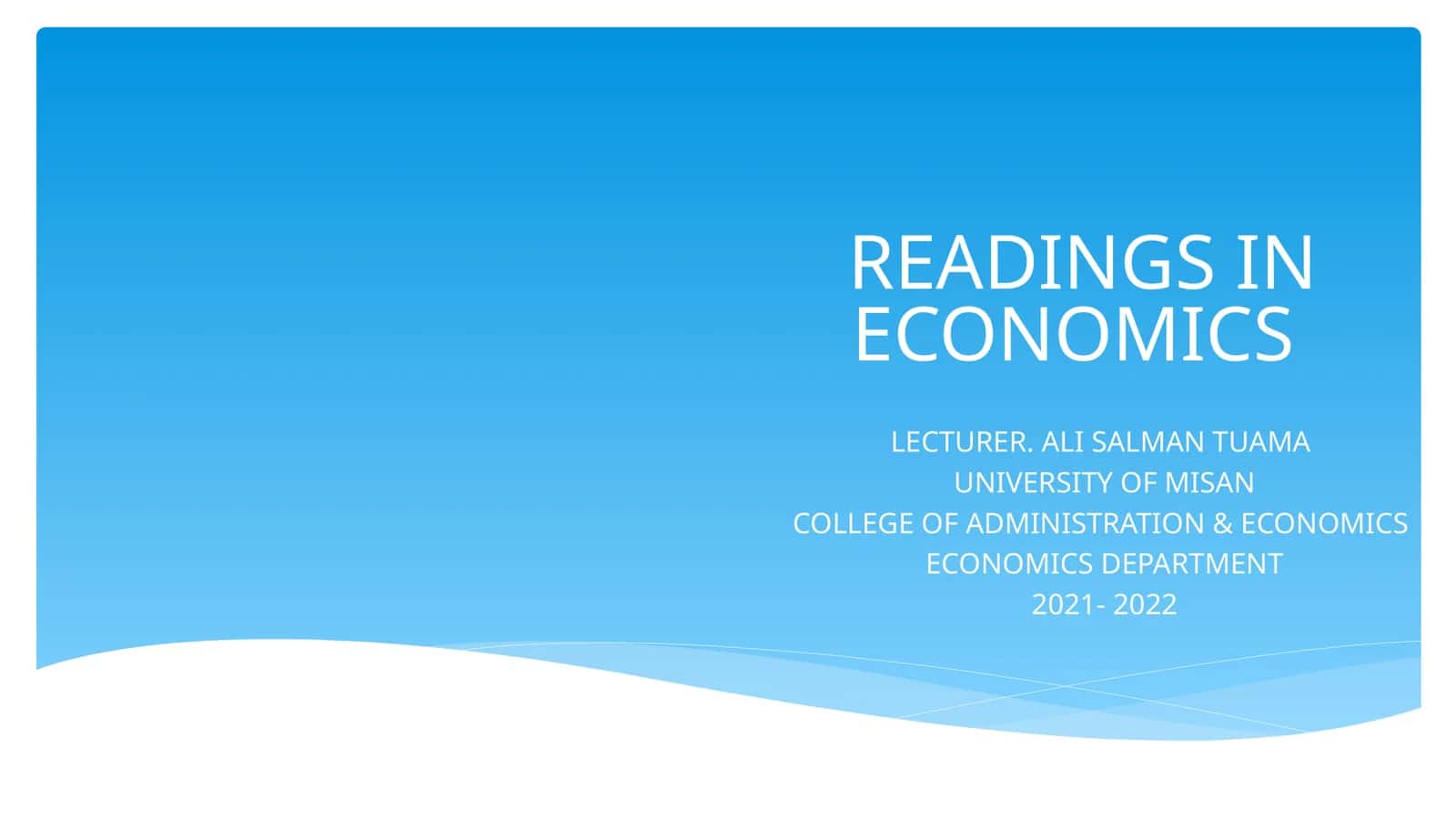 READINGS IN ECONOMICS 1