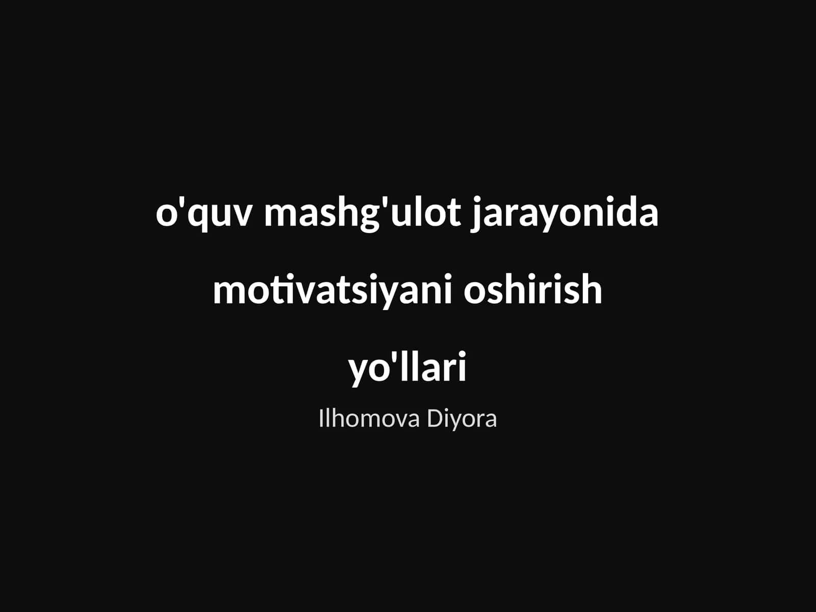 Motivatsiya tushunchasi va oshirish usullari 1