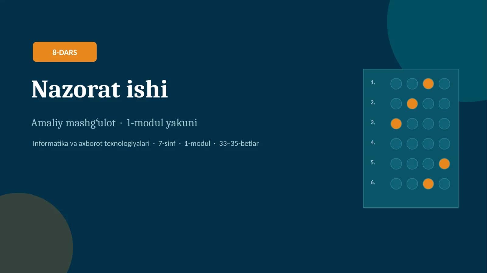 8-DARS Nazorat ishi 1
