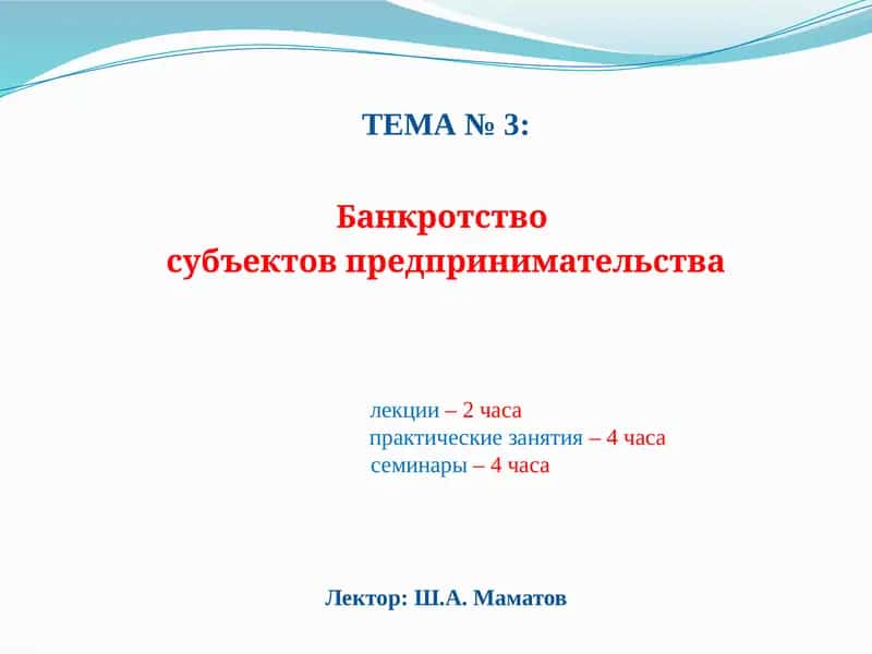 Банкротство субъектов предпринимательства 1