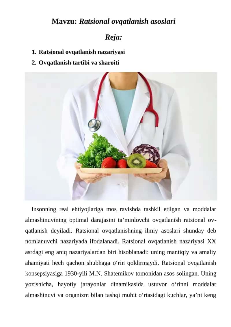Ratsional ovqatlanish asoslari 1