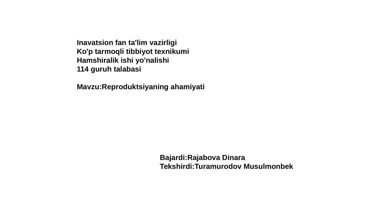 Reproduktsiyaning ahamiyati 1