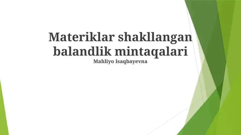 Materiklar shakllangan balandlik mintaqalari 1