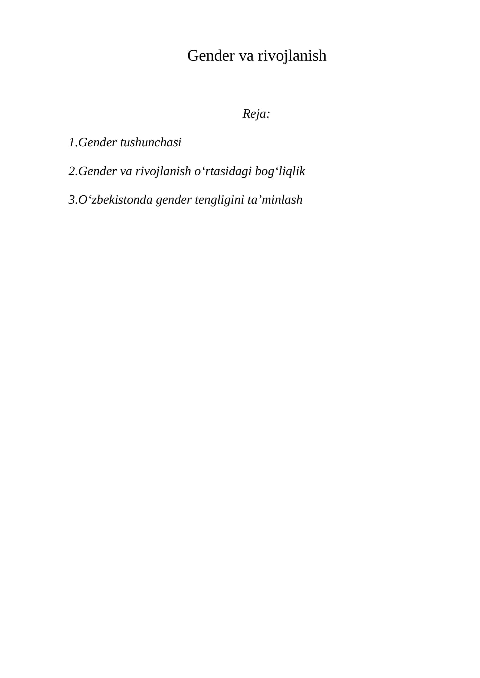 Gender va rivojlanish 1