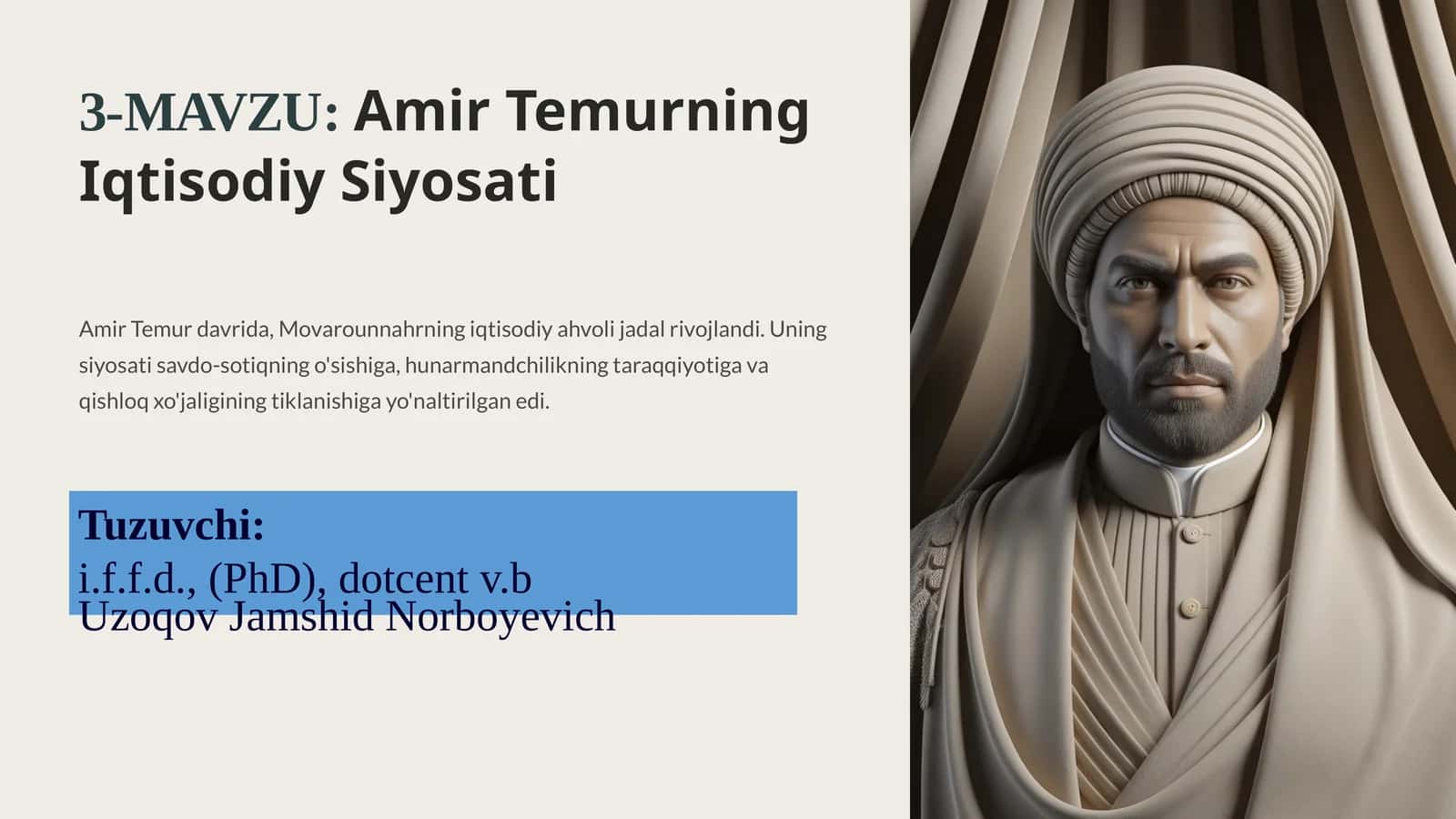 Amir Temurning Iqtisodiy Siyosati 1