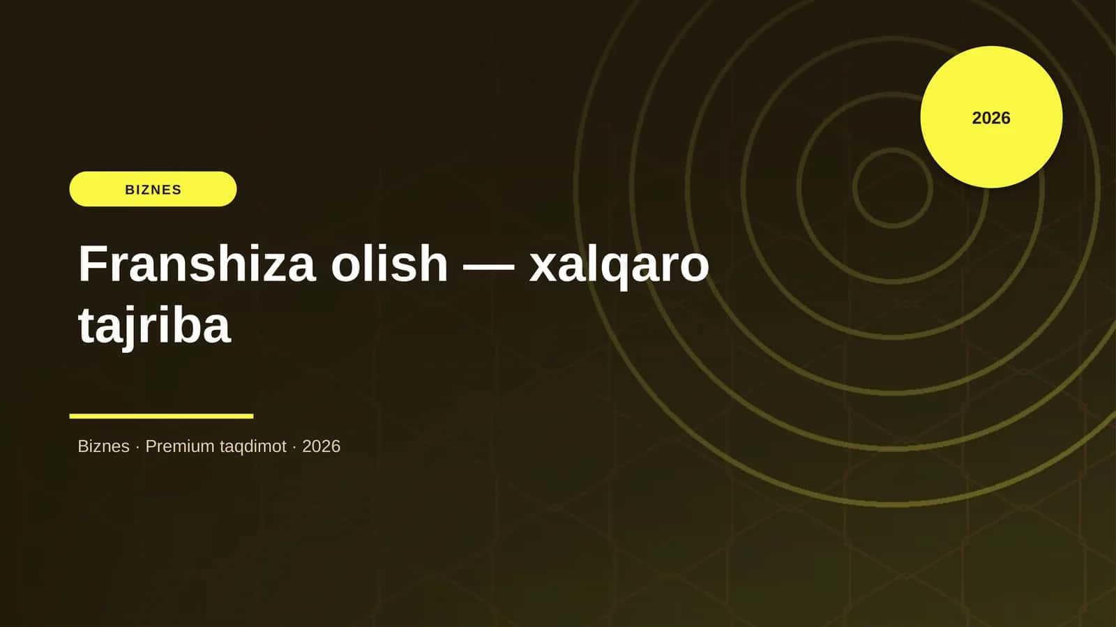 Franshiza olish — xalqaro tajriba 1