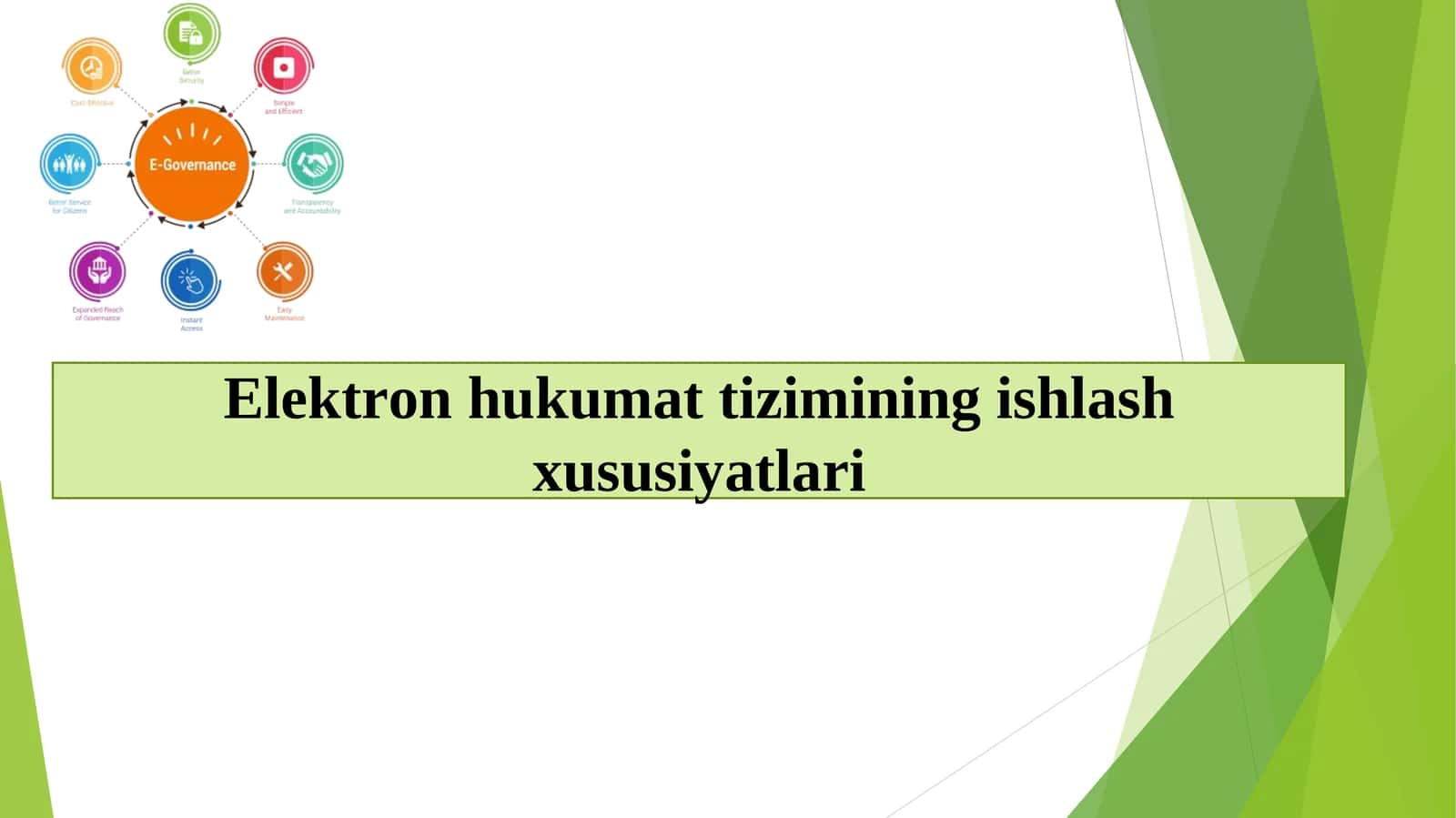 Elektron hukumat tizimining ishlash xususiyatlari 1