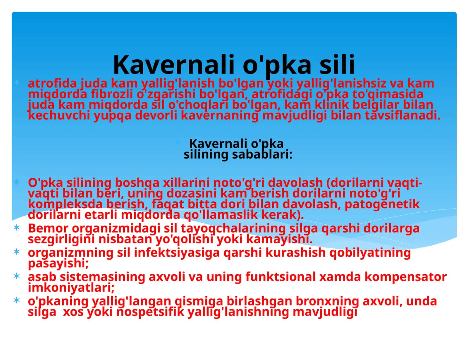 Kavernali o'pka sili 1