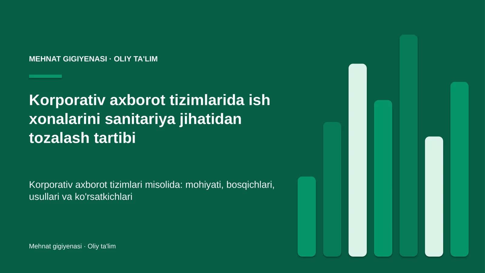 Korporativ axborot tizimlarida ish xonalarini sanitariya jihatidan tozalash tartibi 1