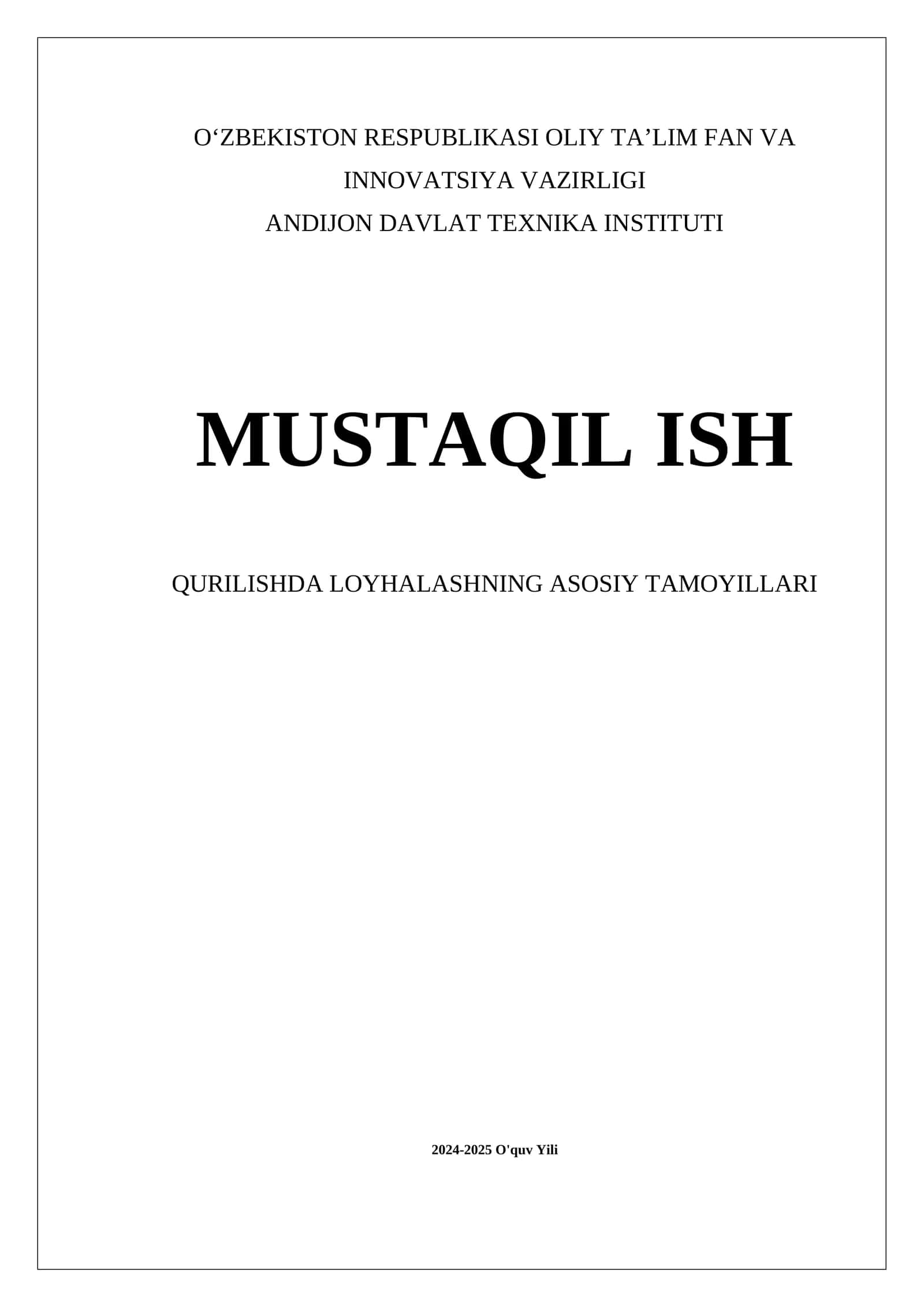 Qurilish asosiy tamoyillari 1