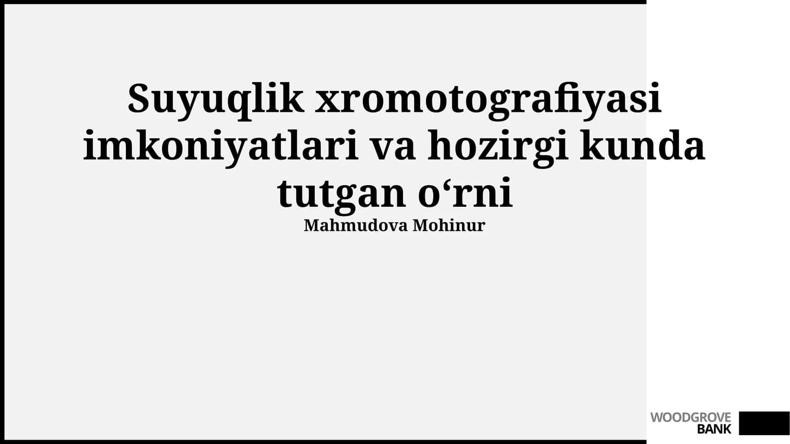 Yuqori Samarali Suyuqlik Xromatografiyasi (YUKSX) 1