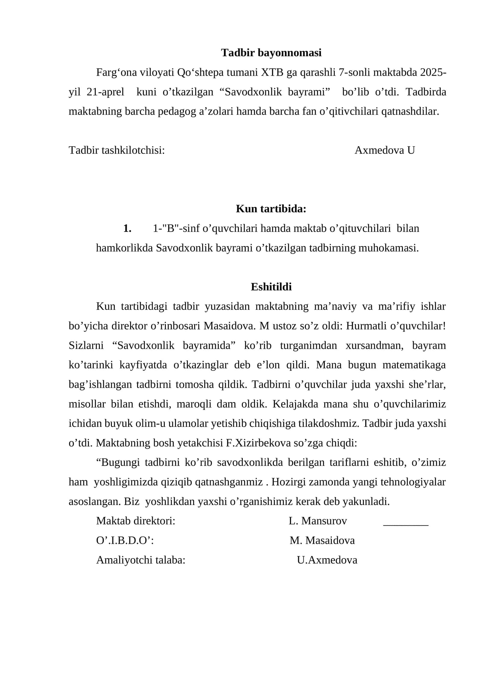 Savodxonlik bayrami 1