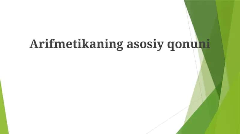 Arifmetikaning asosiy qonuni 1