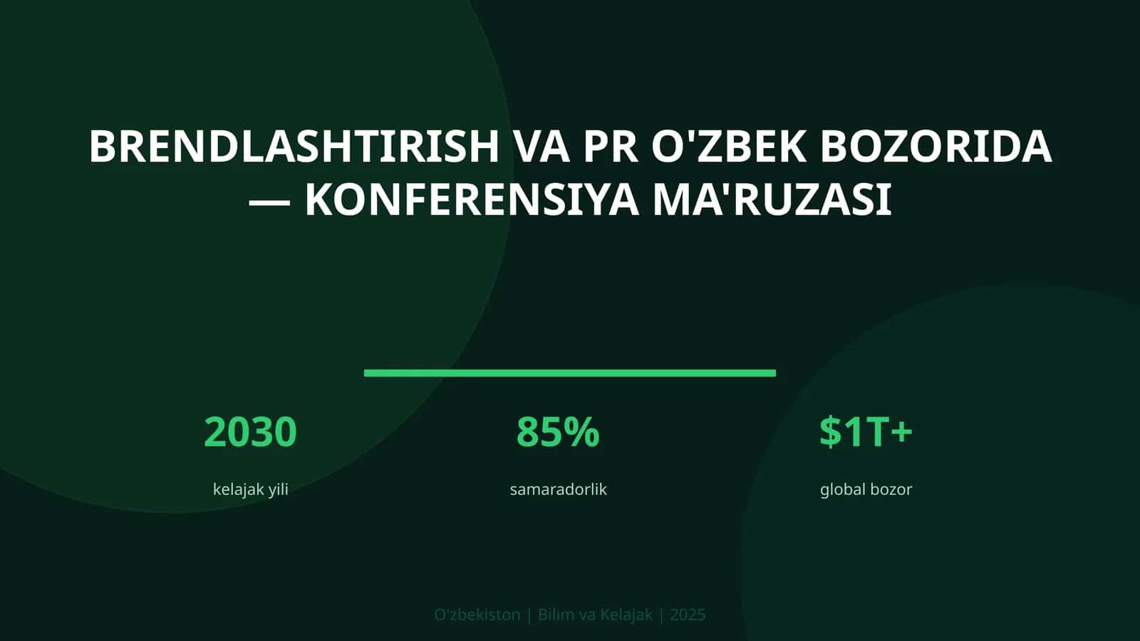 Brendlashtirish va PR O'zbek bozorida — konferensiya ma'ruzasi 1