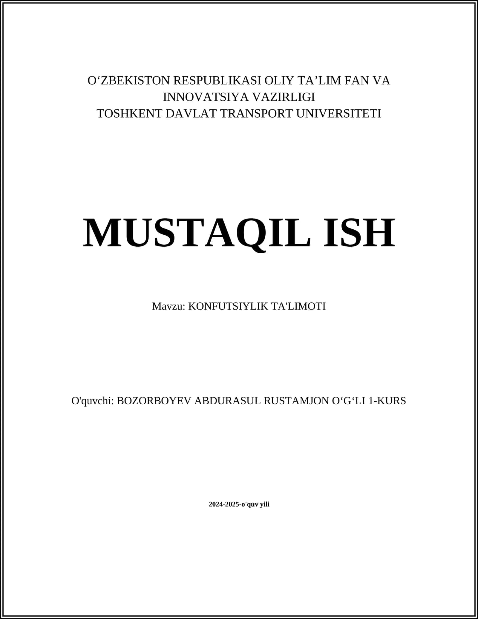 KONFUTSIYLIK TA'LIMOTI 1
