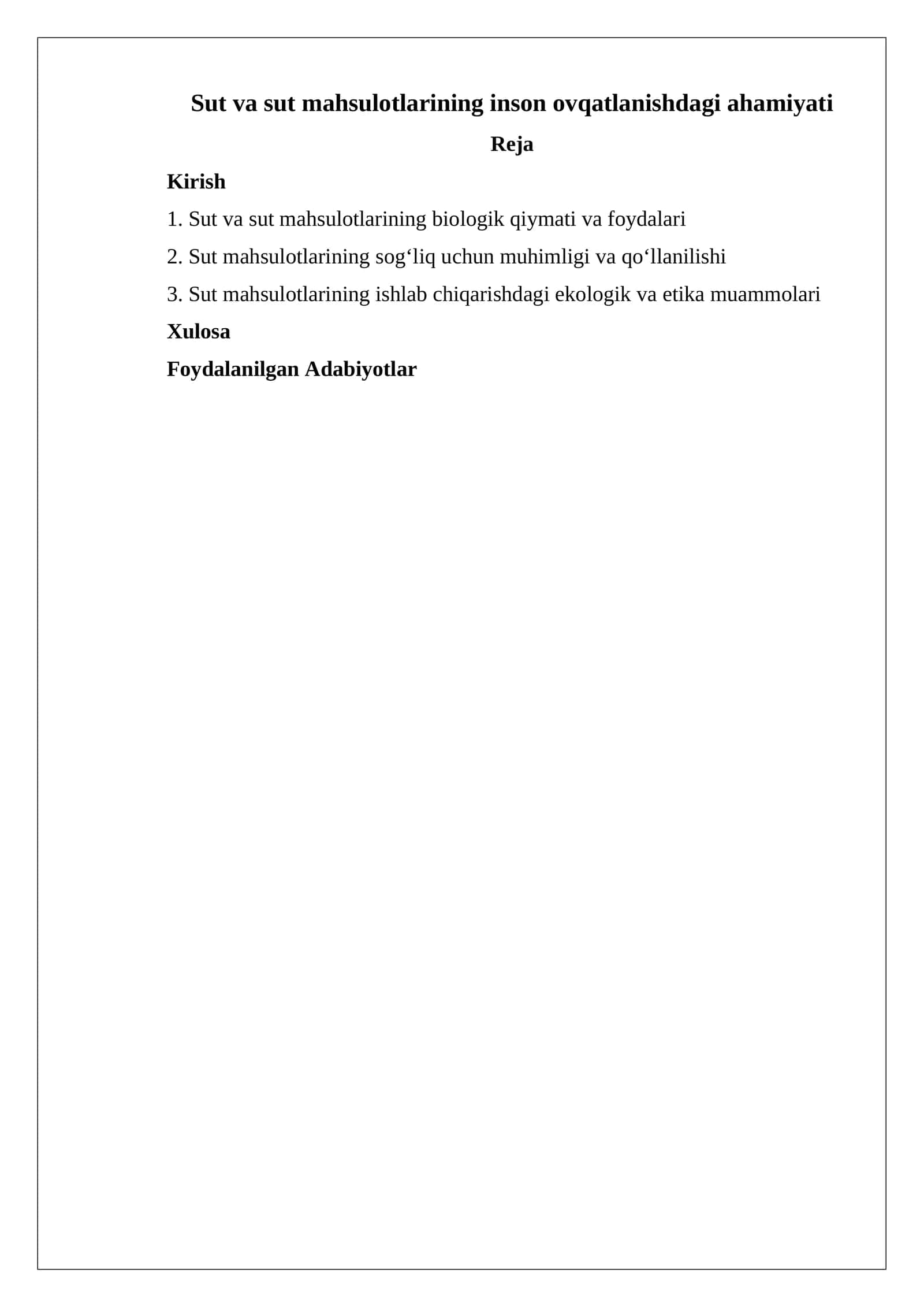 Sut va sut mahsulotlarining inson ovqatlanishdagi ahamiyati 1