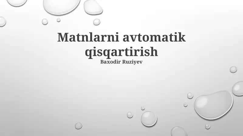 Matnlarni avtomatik qisqartirish 1