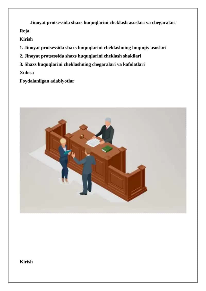 Jinoyat protsessida shaxs huquqlarini cheklash asoslari va chegaralari 1