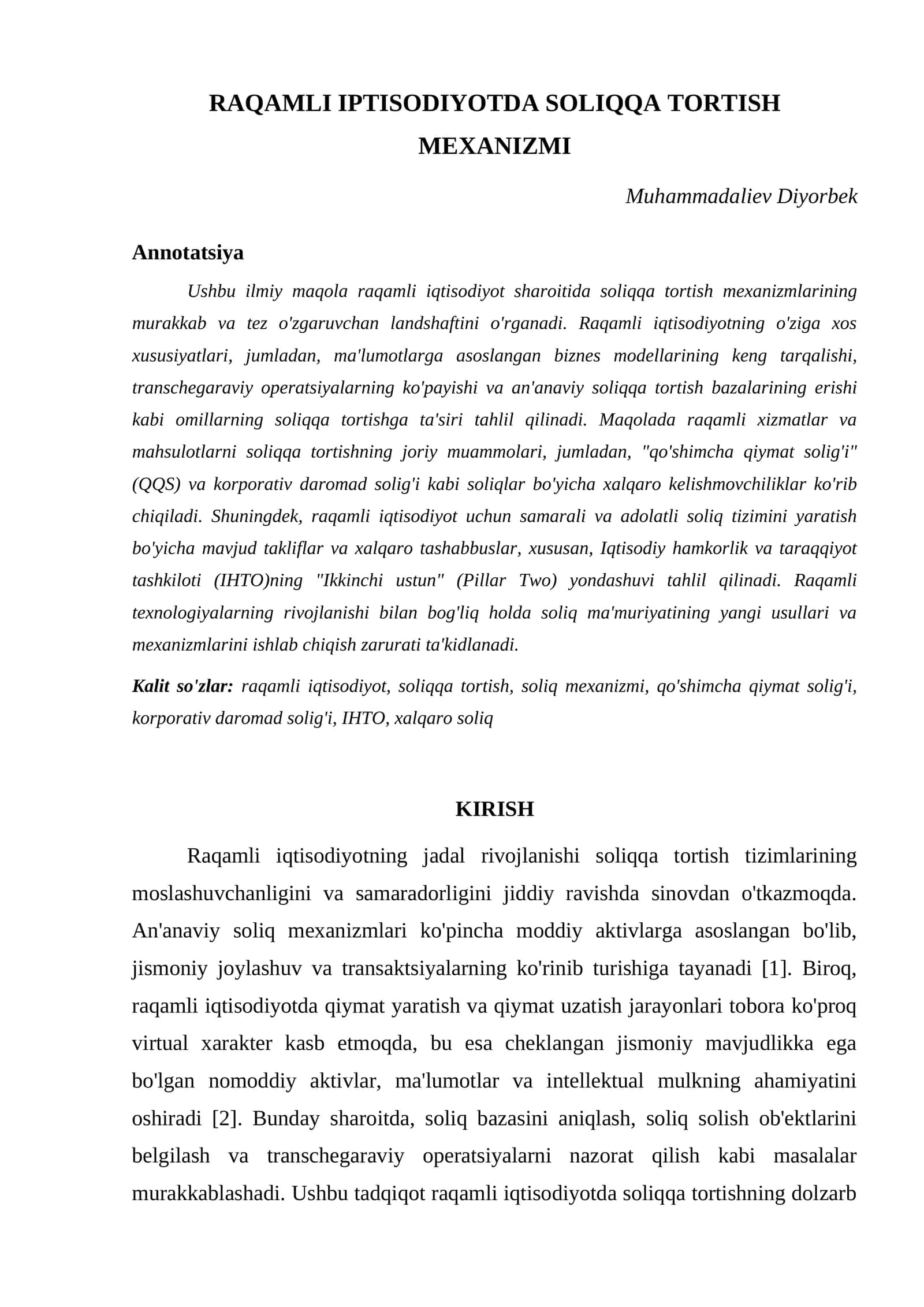 RAQAMLI IPTISODIYOTDA SOLIQQA TORTISH MEXANIZMI 1