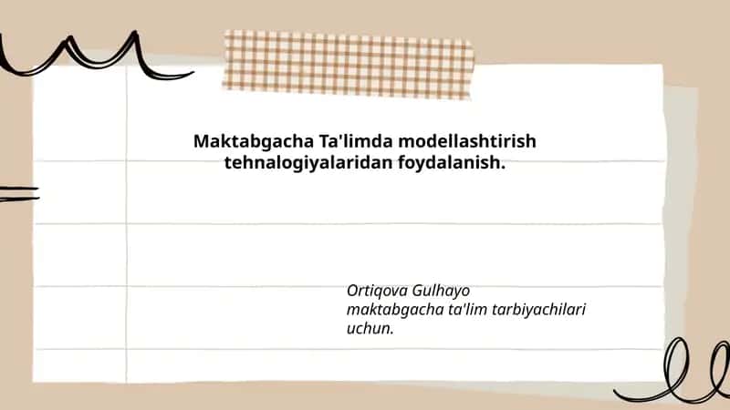 Maktabgacha Ta'limda Modellashtirish Texnologiyalari 1