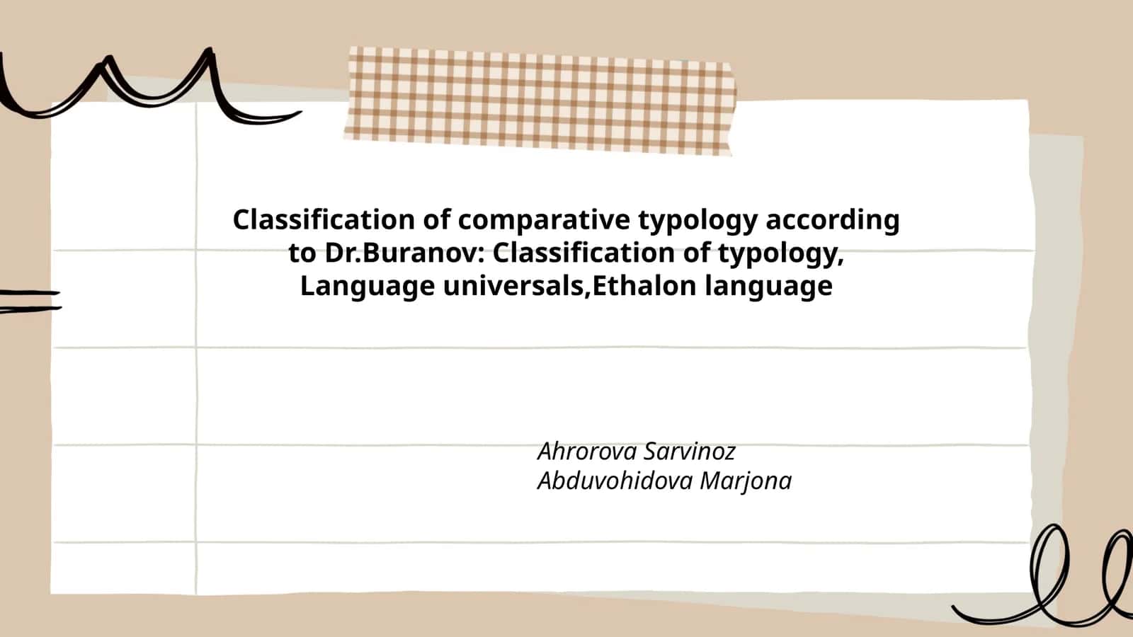 Classification of Comparative Typology According to Dr. Buranov 1