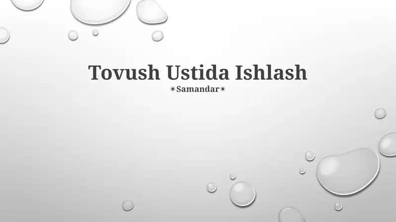 Tovush Ustida Ishlash 1