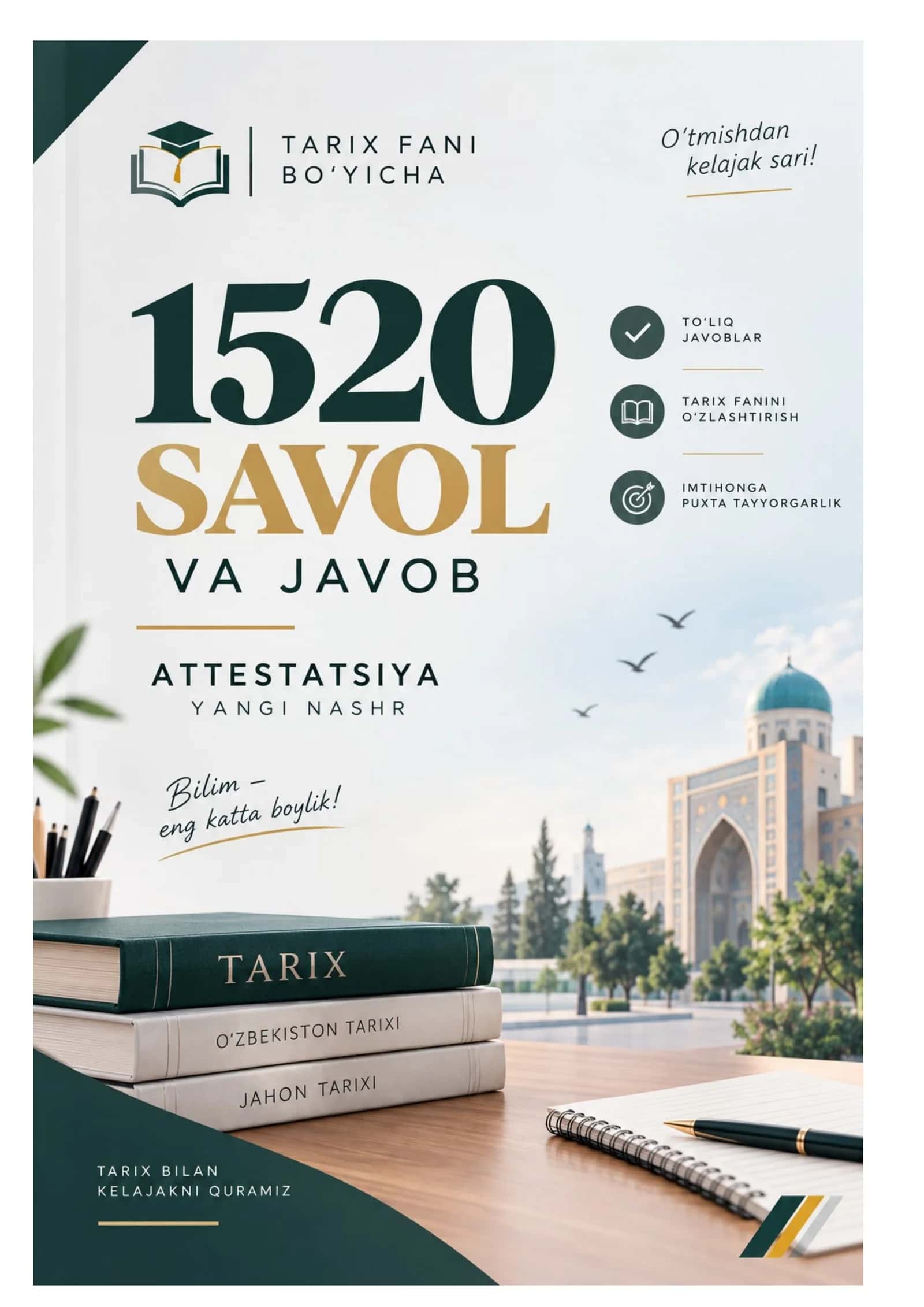 TARIX ATTESTATSIYA TESTLARI 1520 + YANGI NASHR 1