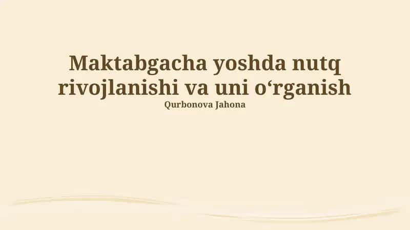 Nutq rivojlanishi va uni oʻrganish 1