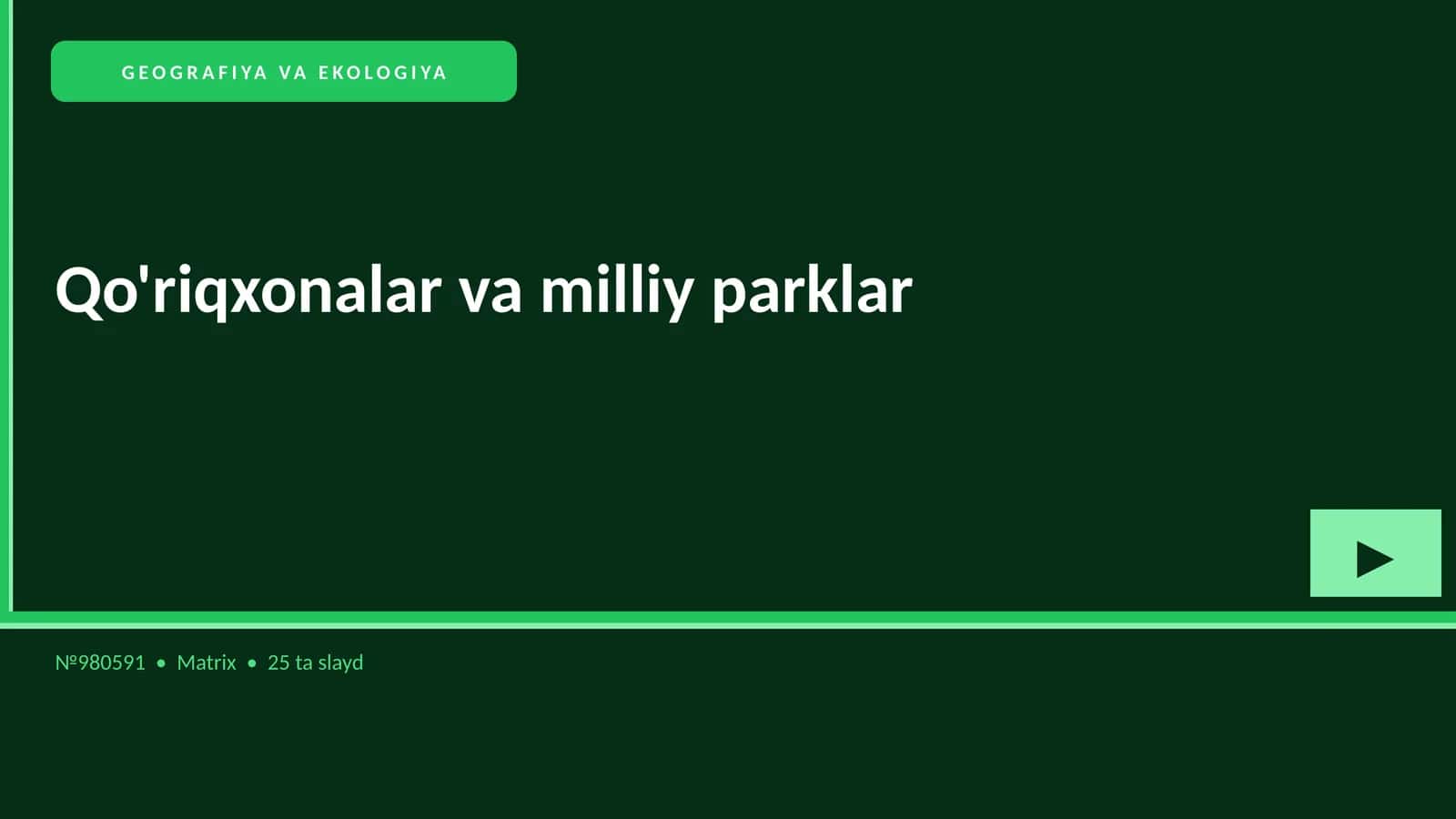 Qo'riqxonalar va milliy parklar 1