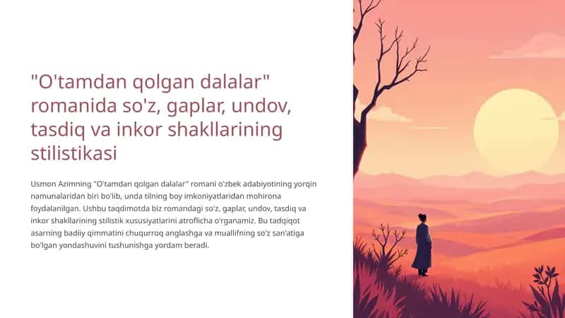 "O'tamdan qolgan dalalar" romanida so'z, gaplar, undov, tasdiq va inkor shakllari 1
