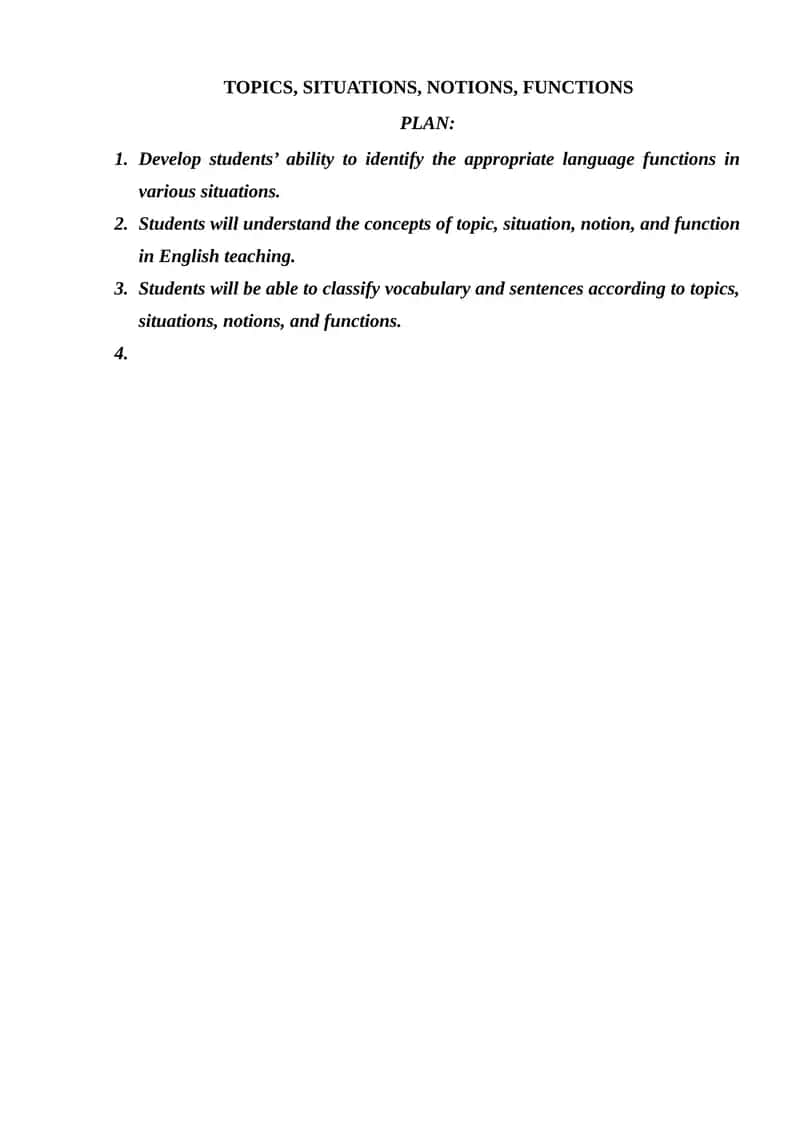 TOPICS, SITUATIONS, NOTIONS, FUNCTIONS 1