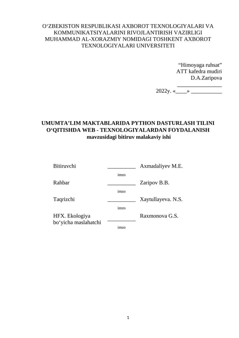UMUMTA’LIM MAKTABLARIDA PYTHON DASTURLASH TILINI O‘QITISHDA WEB - TEXNOLOGIYALARDAN FOYDALANISH 1