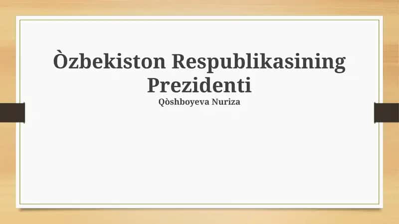 Oʻzbekiston Respublikasi Prezidenti 1