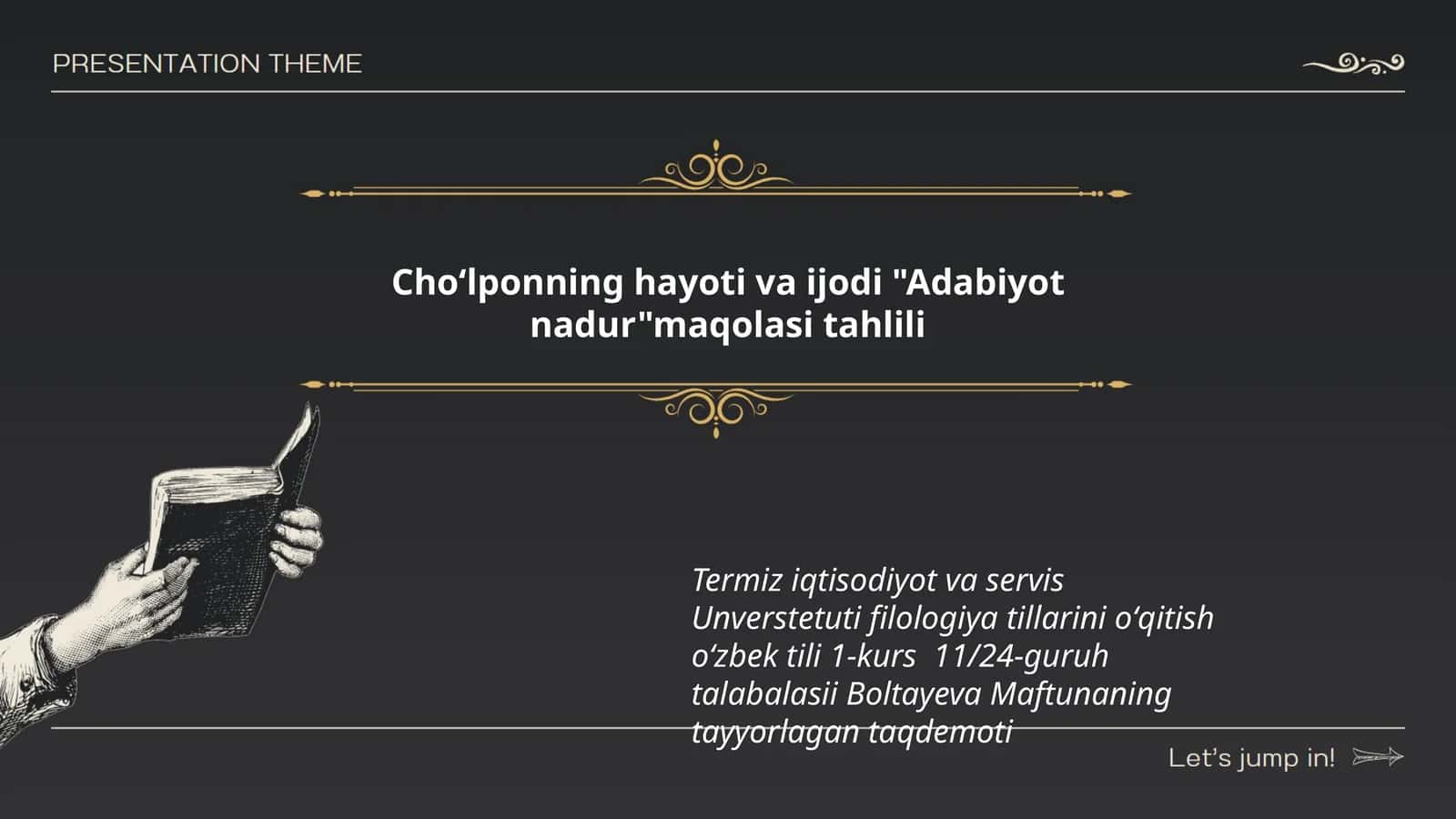 Choʻlponning hayoti va ijodi "Adabiyot nadur"maqolasi tahlili 1