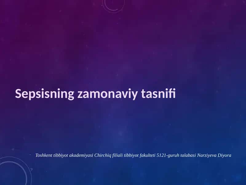 Sepsisning zamonaviy tasnifi 1