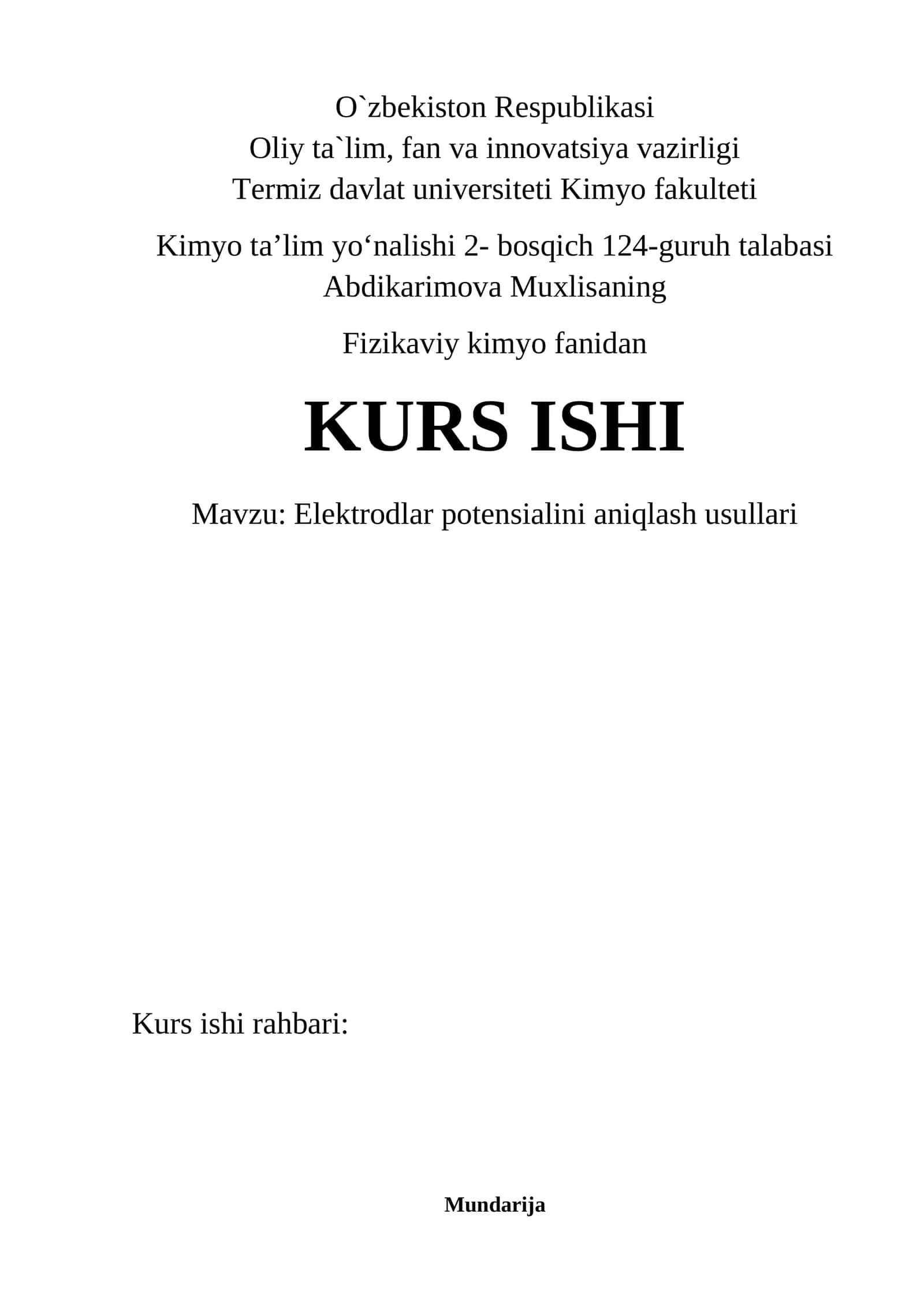 Elektrodlar potensialini aniqlash usullari 1
