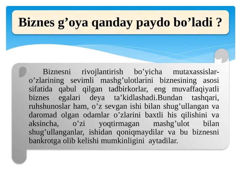Biznes g’oya qanday paydo bo’ladi 1
