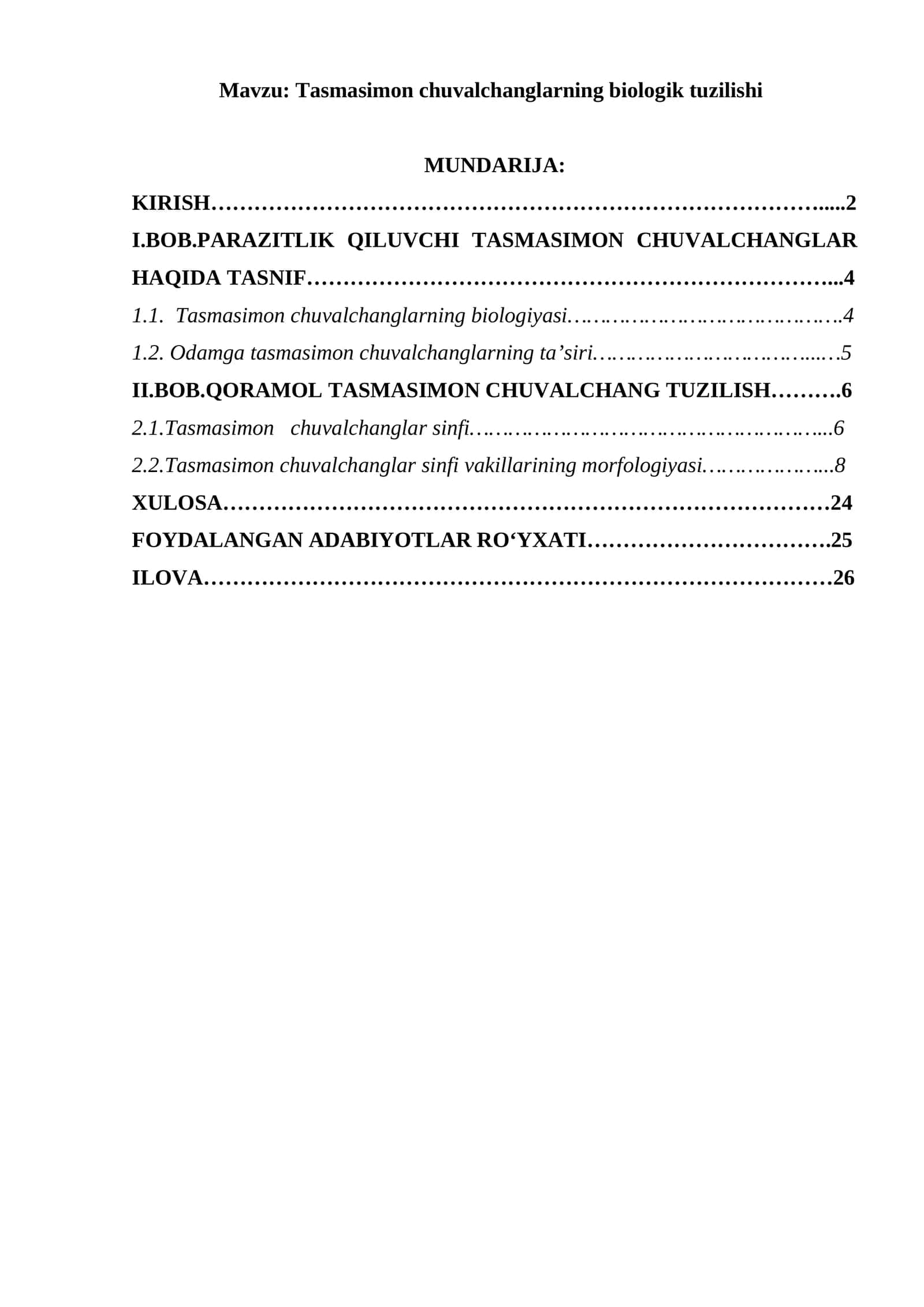 Tasmasimon chuvalchanglarning biologik tuzilishi 1