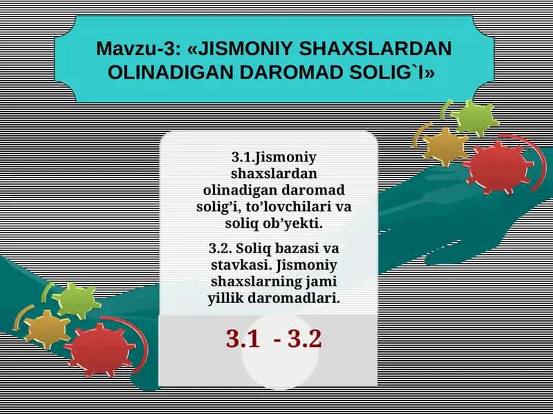 Jismoniy shaxslardan olinadigan daromad solig`i 1