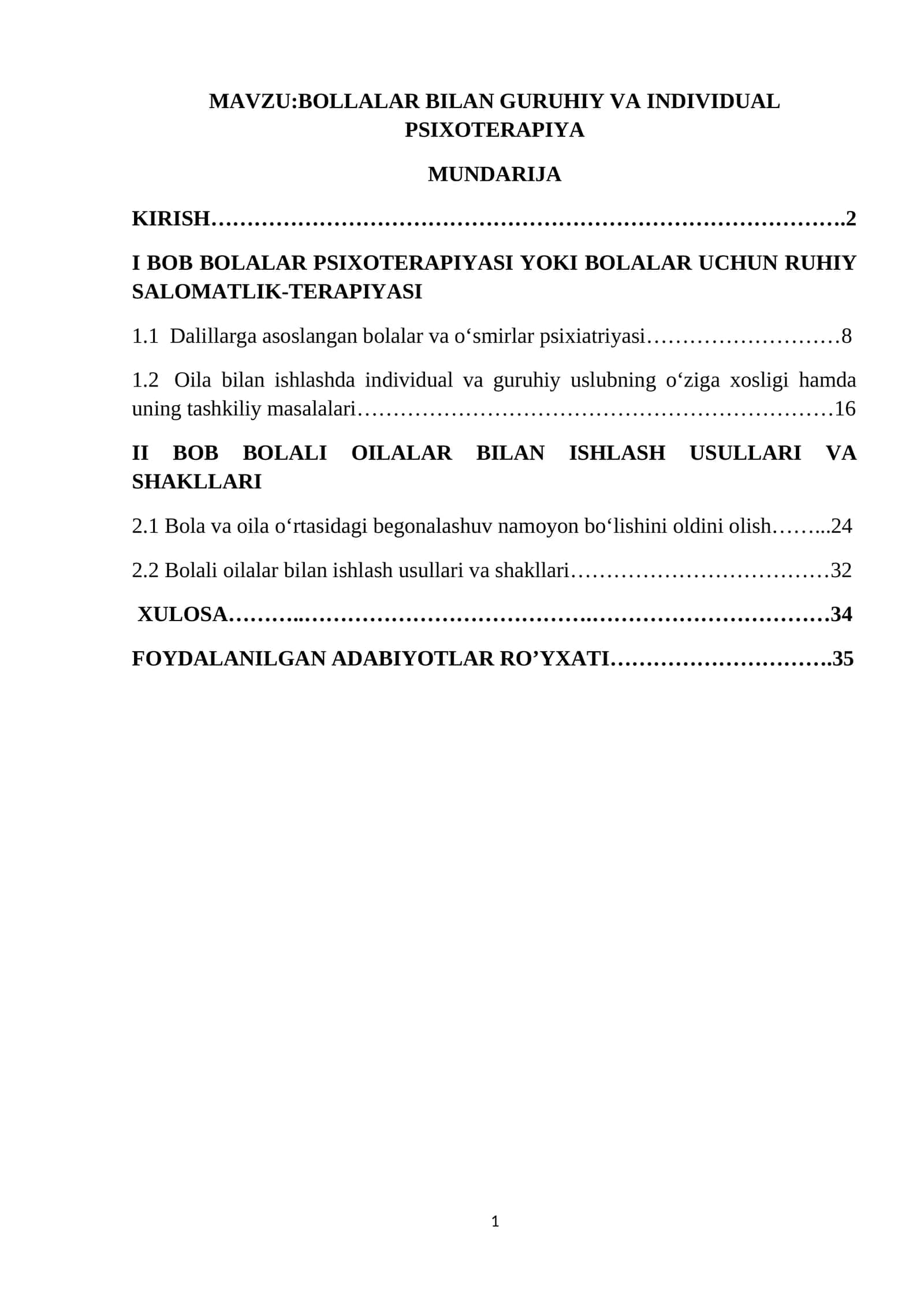 BOLLALAR BILAN GURUHIY VA INDIVIDUAL PSIXOTERAPIYA 1