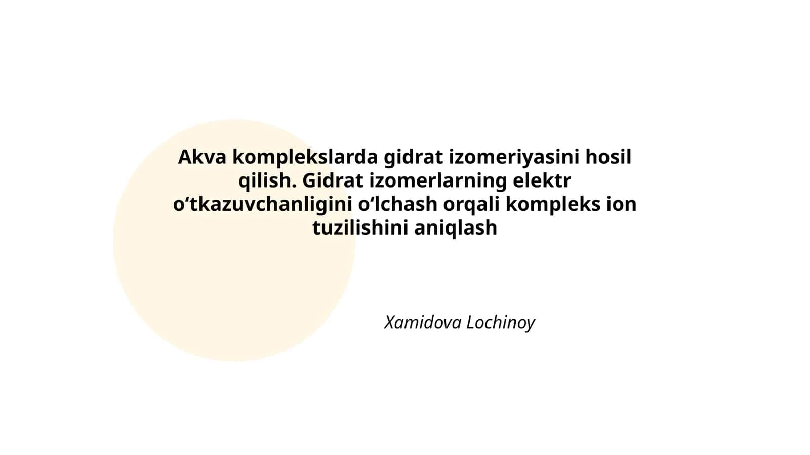 Akva komplekslarda gidrat izomeriyasini hosil qilish 1