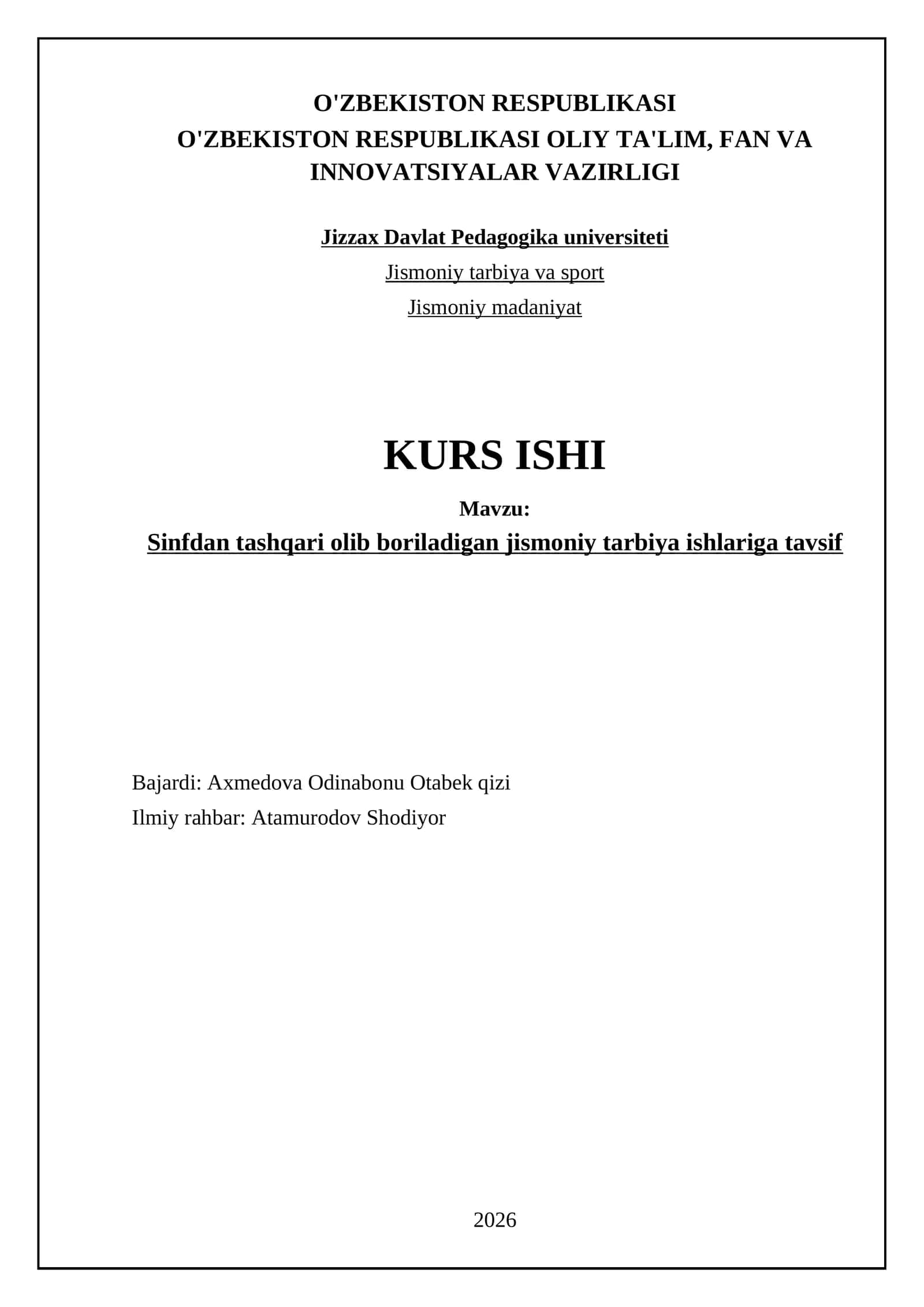 Sinfdan tashqari jismoniy tarbiya ishlariga tavsif 1