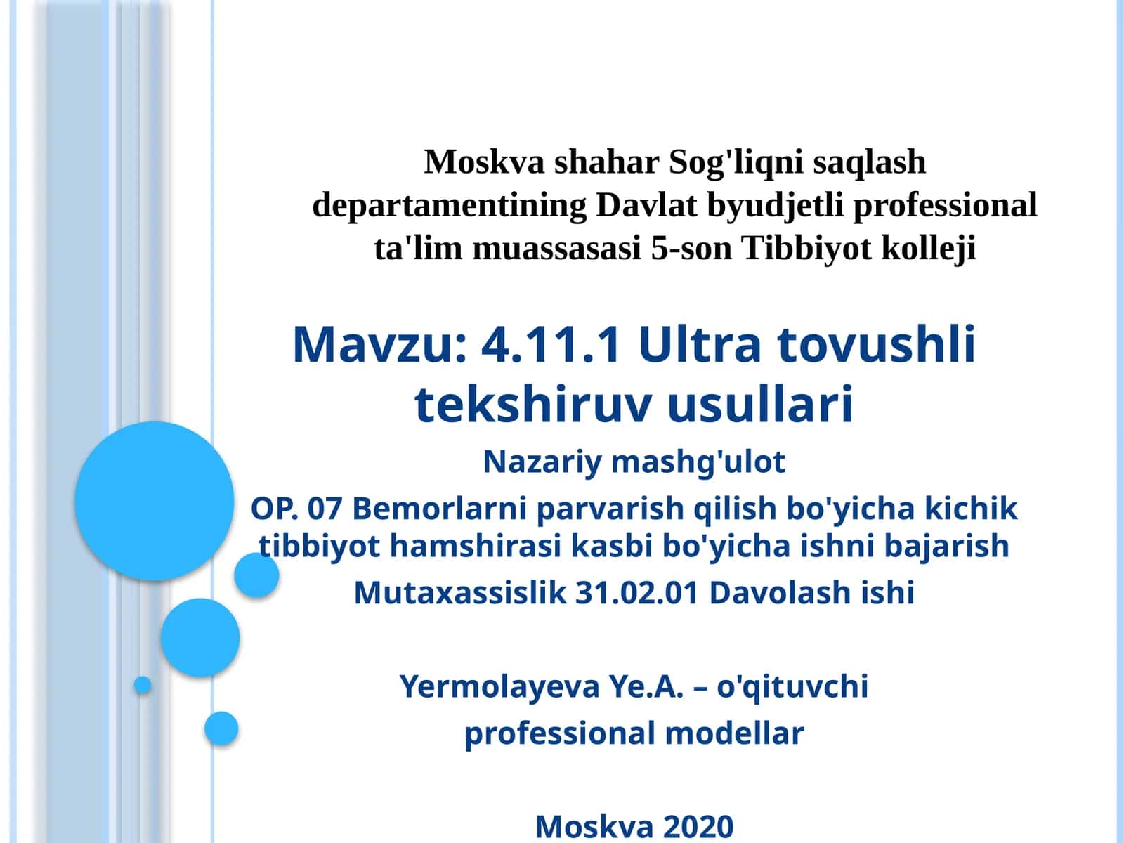 Ultratovushli tekshiruv usullari (UZD) 1
