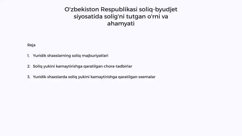Yuridik shaxslarning soliq majburiyatlari 1