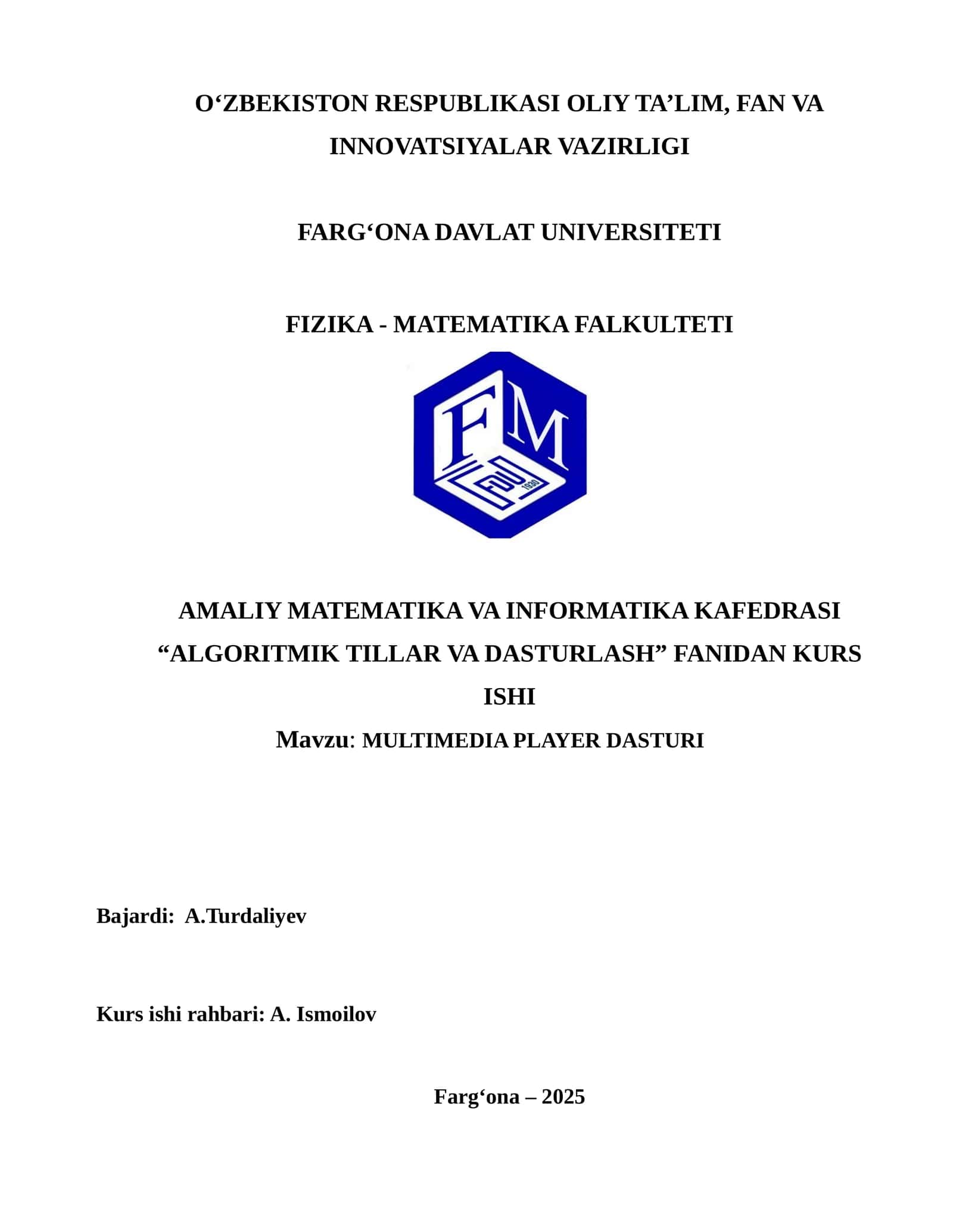 MULTIMEDIA PLAYER DASTURI 1