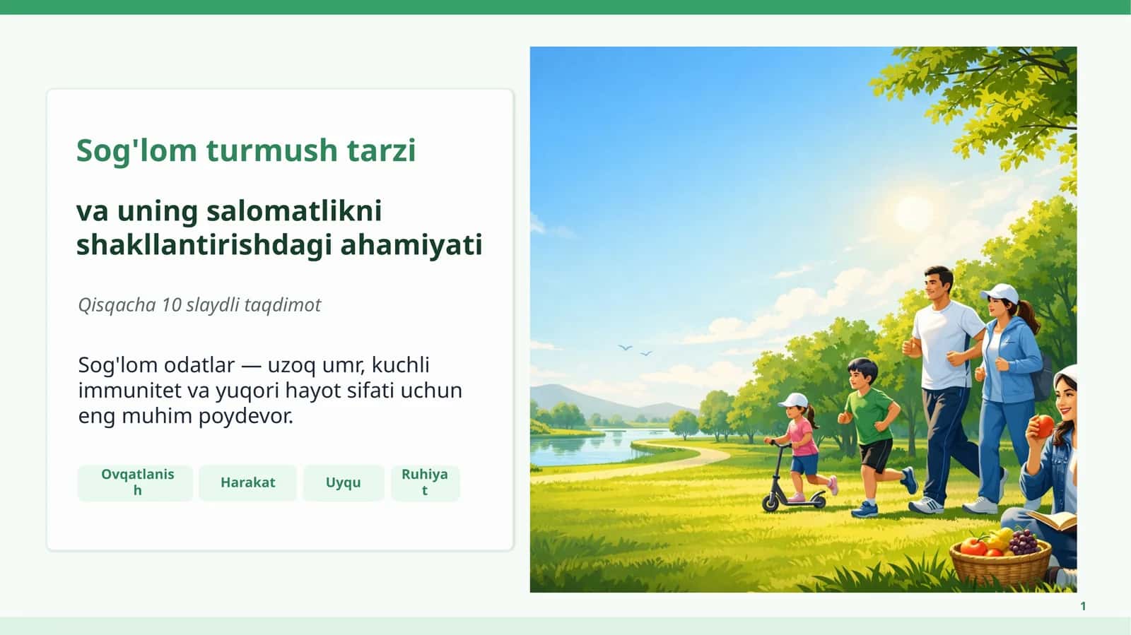 Turmush tarzi, Sog'lom hayot 1