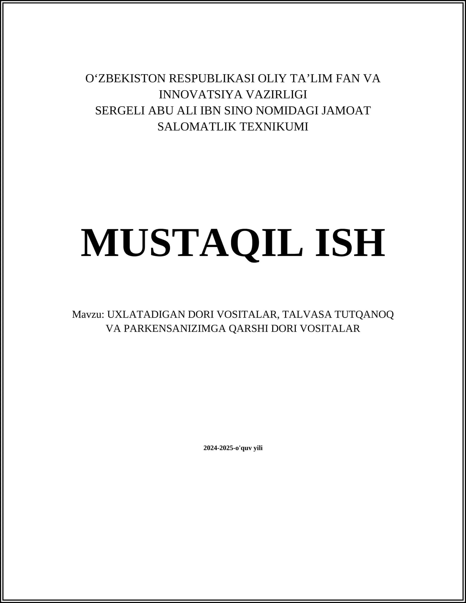 UXLATADIGAN DORI VOSITALAR 1